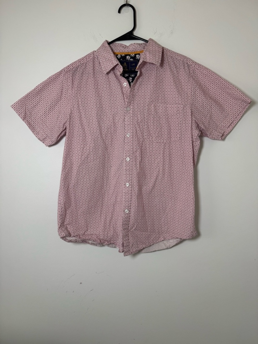 Rugby Ralph Lauren Button Down Shirt Men’s Large Pink Pattern Short Sleeve